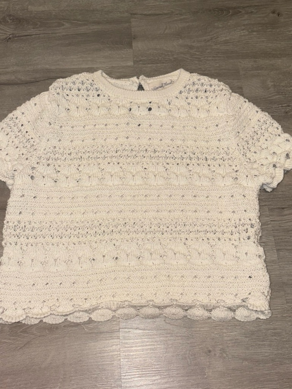 Universal Thread Cream Crochet Knit Short Sleeve Top
